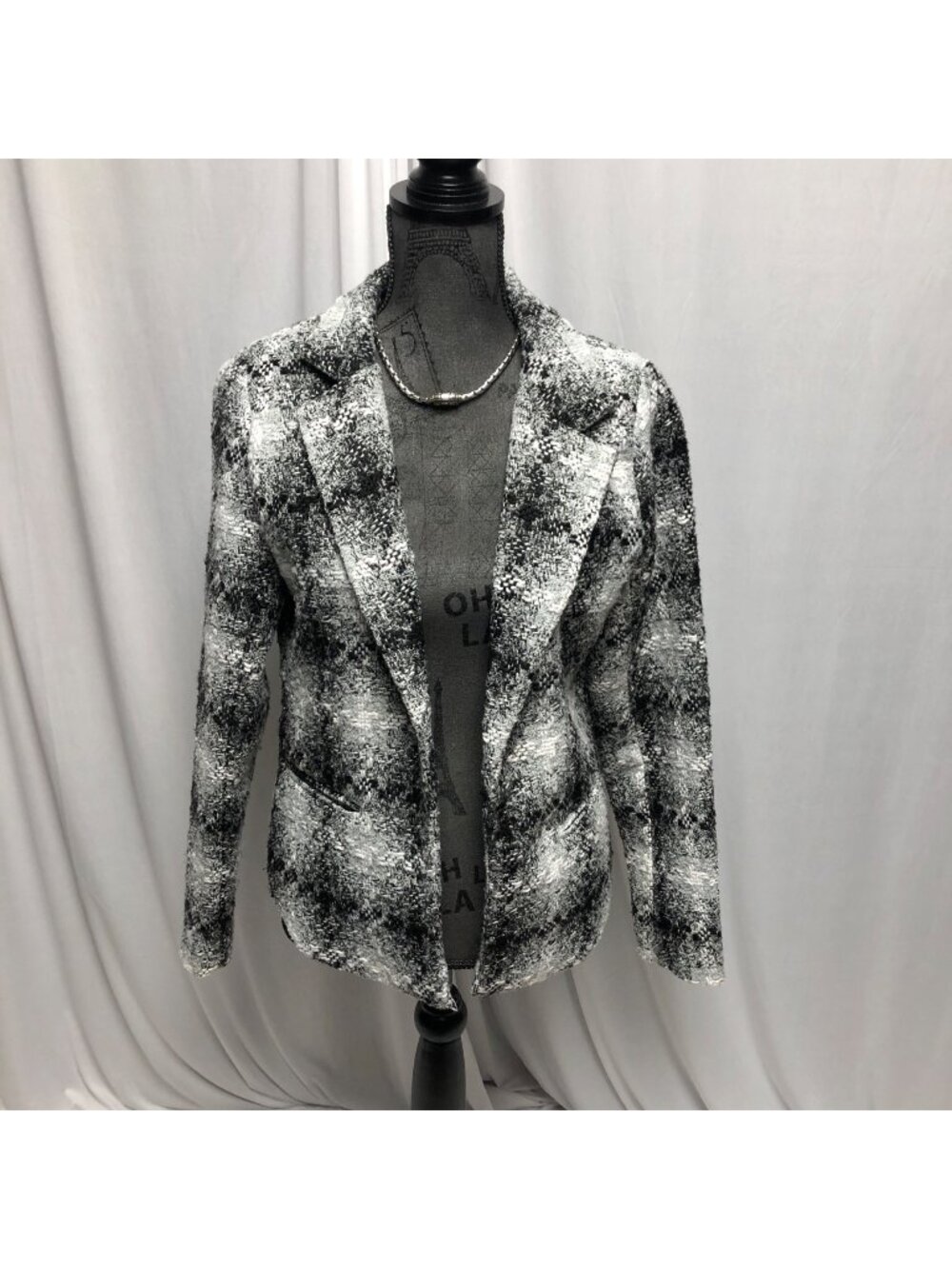 Christopher and Banks Blazer Womens Size Small Black Gray White Silver Jacket